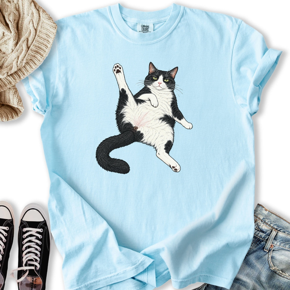 Stretching Tuxedo Cat Relaxed Tee