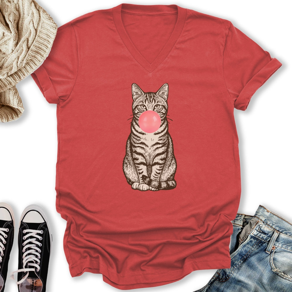Tabby Bubblegum V-Neck Tee