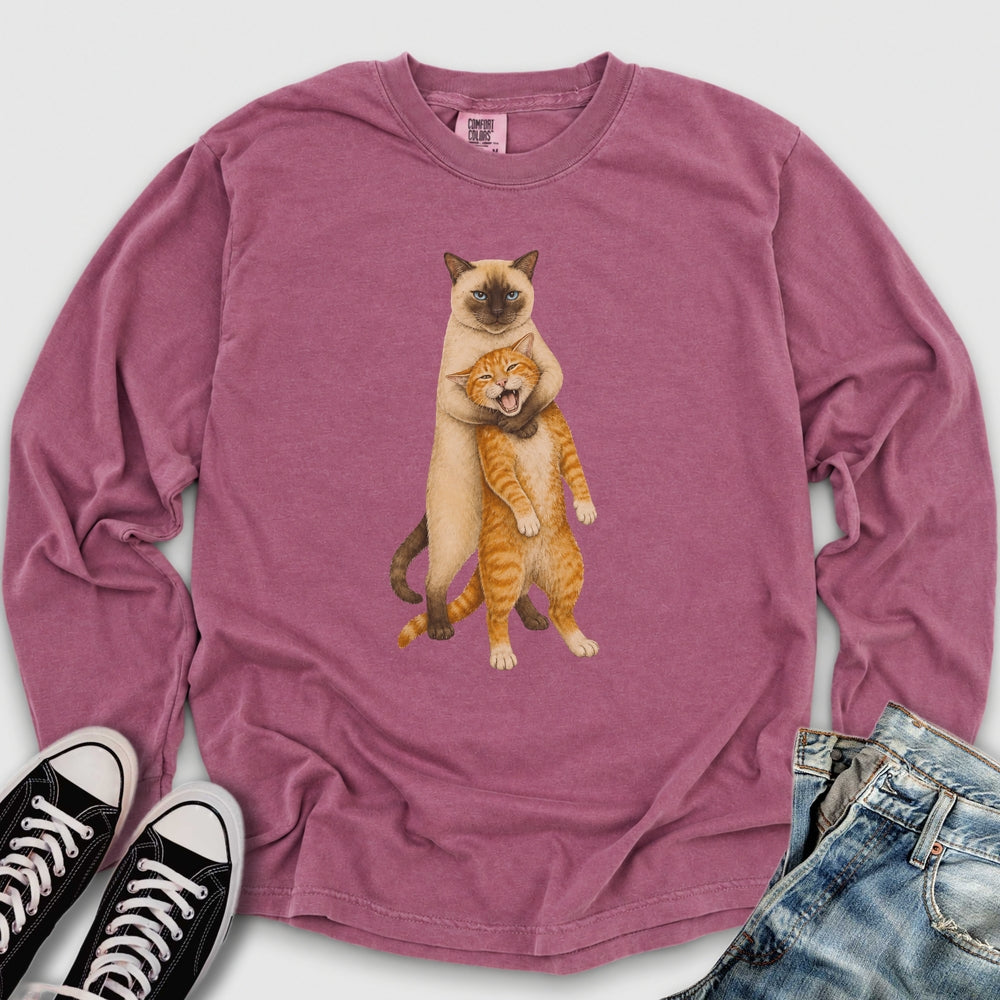 Siamese Ginger Cat Headlock Long Sleeve Tee