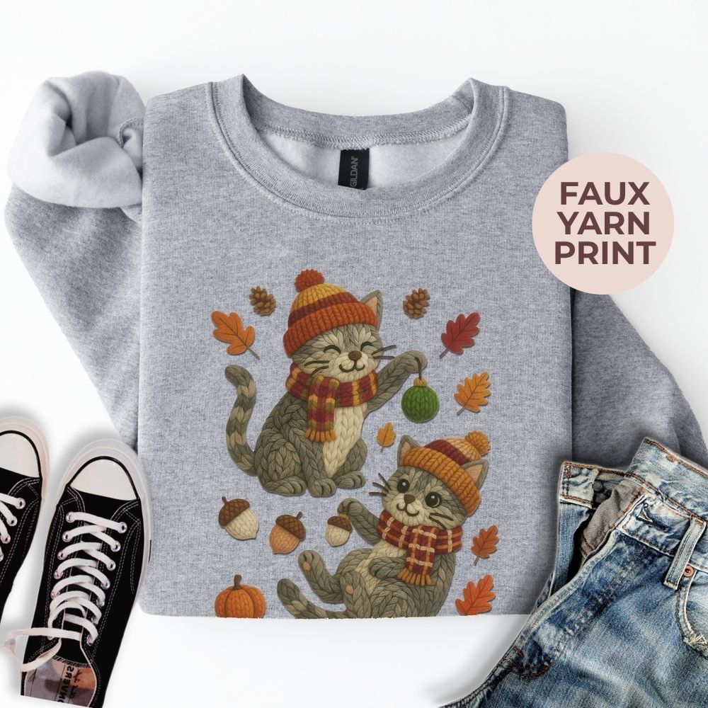 Fall Yarn Cats Sweatshirt