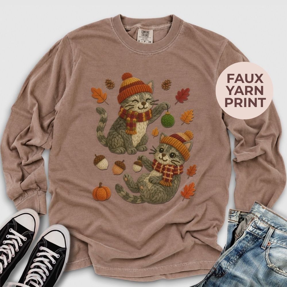 Fall Yarn Cats Long Sleeve Tee