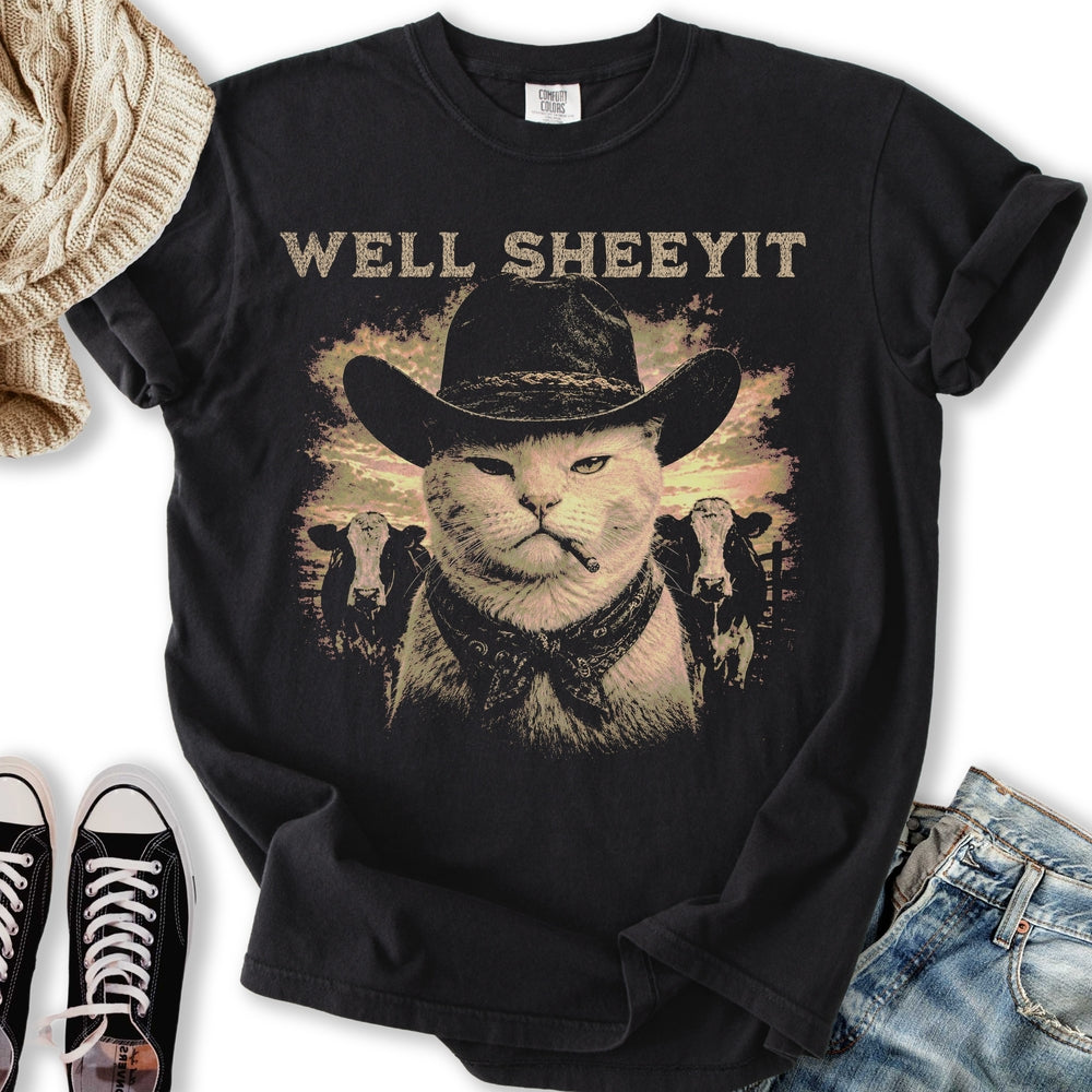 Grunge Cat Cowboy T-Shirt