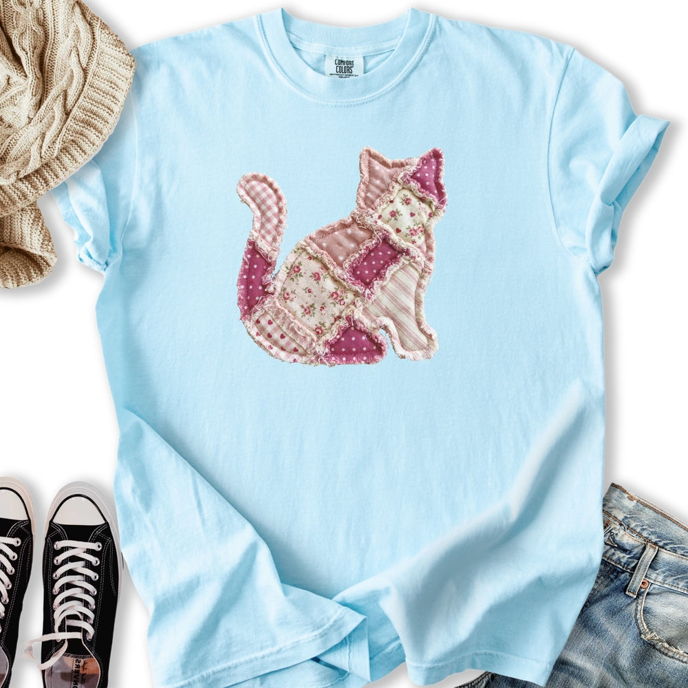Faux Patchwork Cat T-Shirt