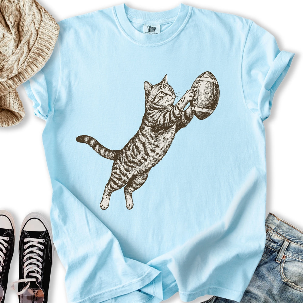 Football Tabby Cat T-Shirt