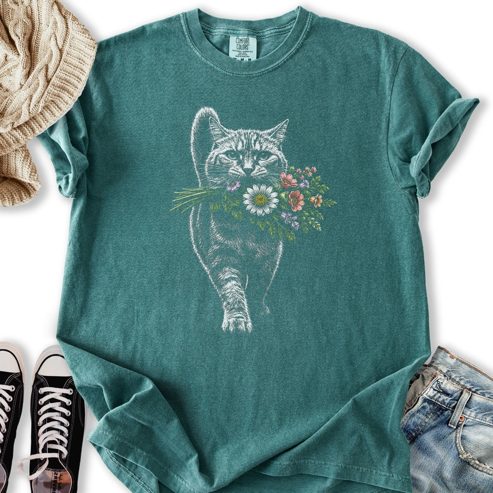 Cat With Flowers T-Shirt
