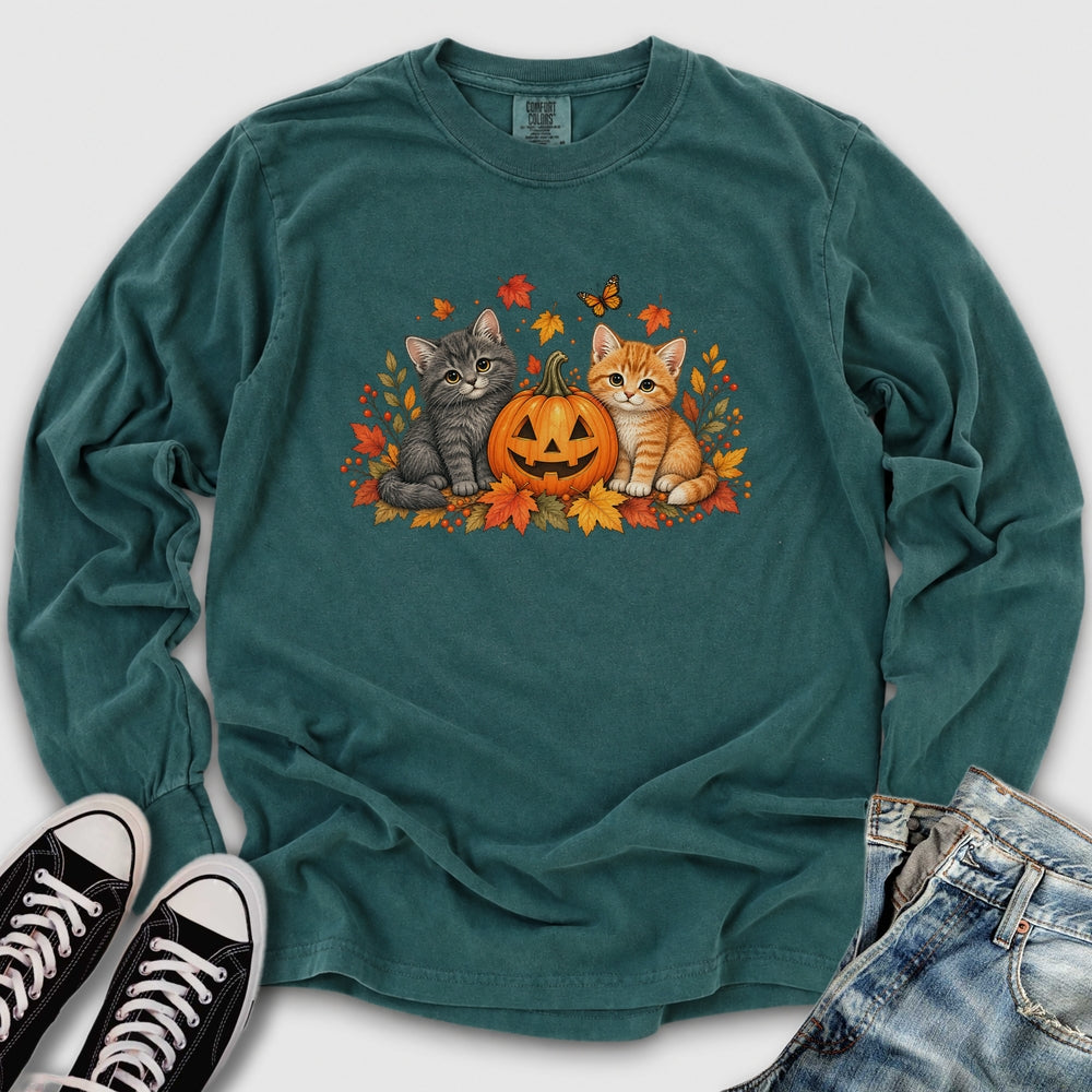 Cute Pumpkin Kittens Long Sleeve Tee