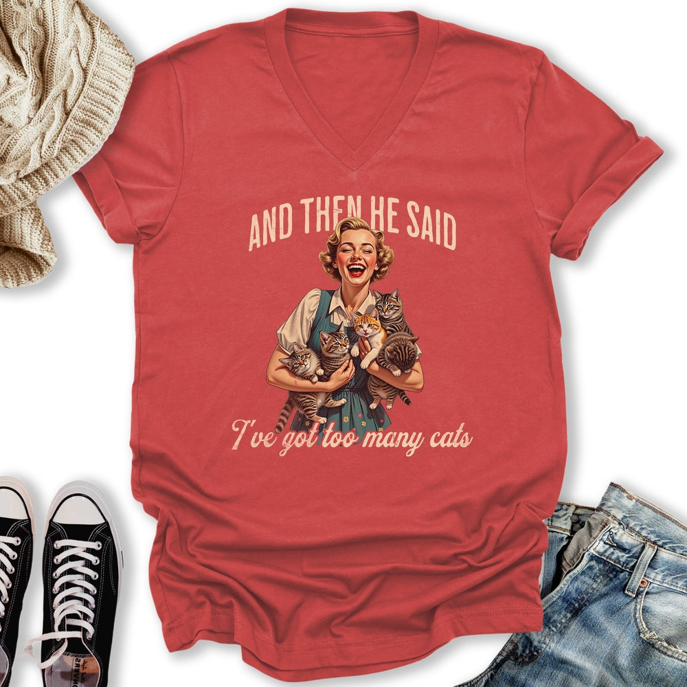 Too Many Cats V-Neck Tee