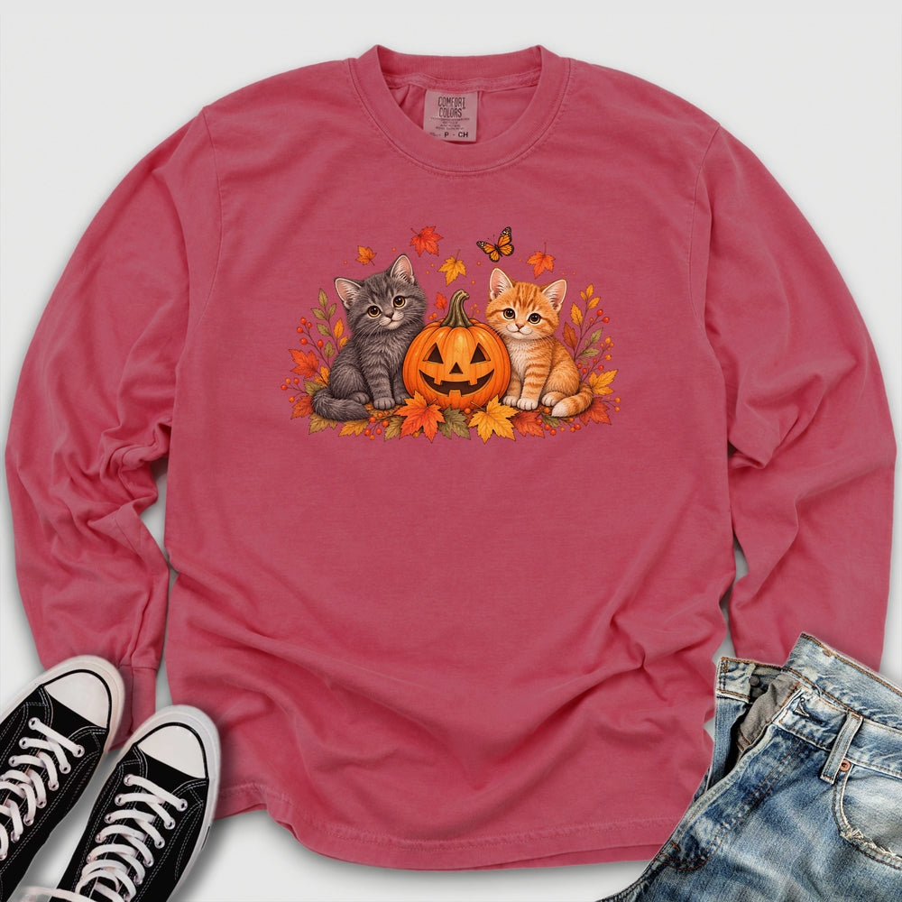 Cute Pumpkin Kittens Long Sleeve Tee