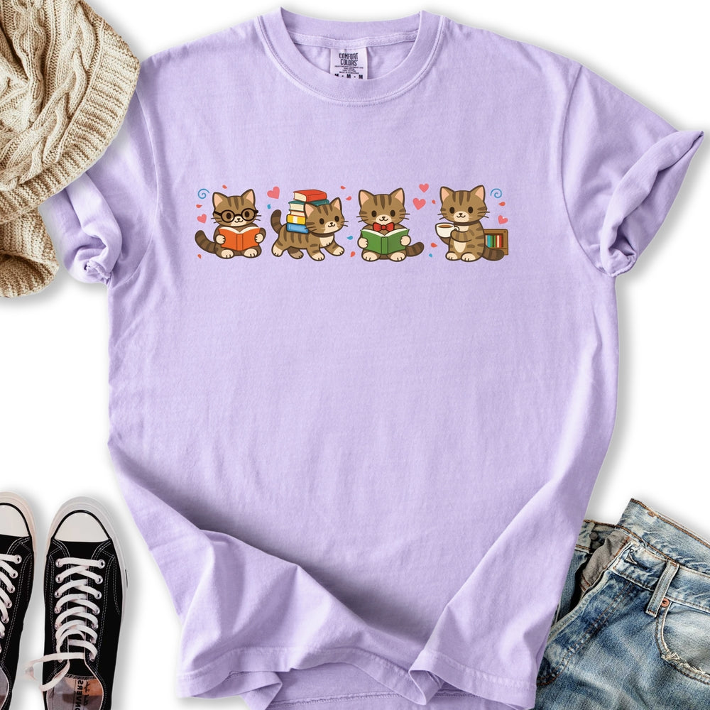 Cute Bookworm Cats T-Shirt