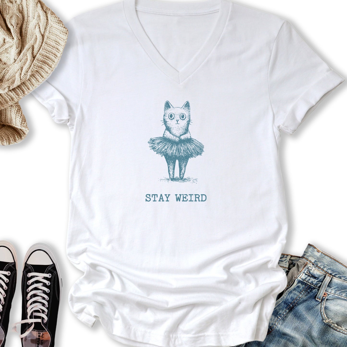 Stay Weird V-Neck Tee