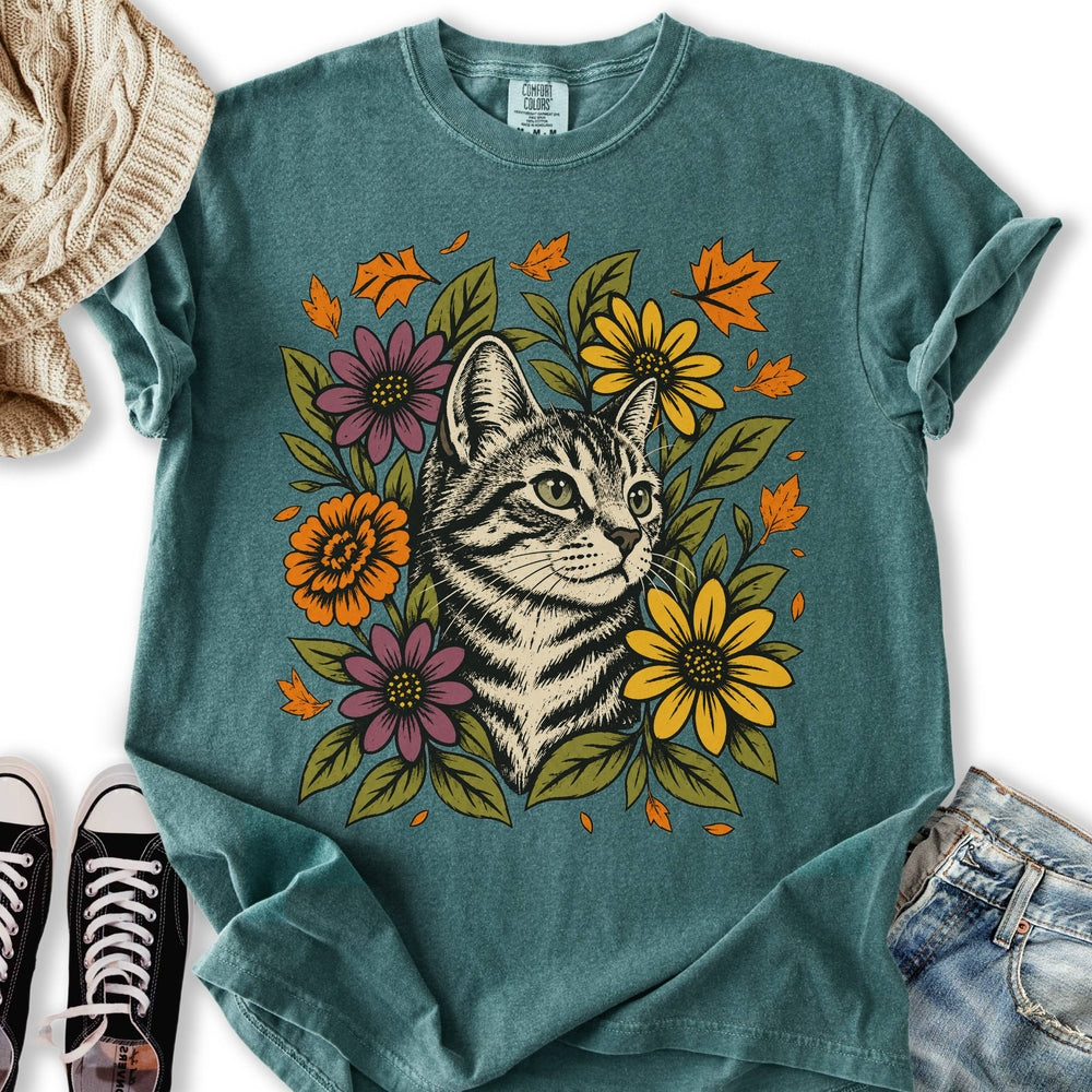 Floral Tabby Cat Relaxed Tee