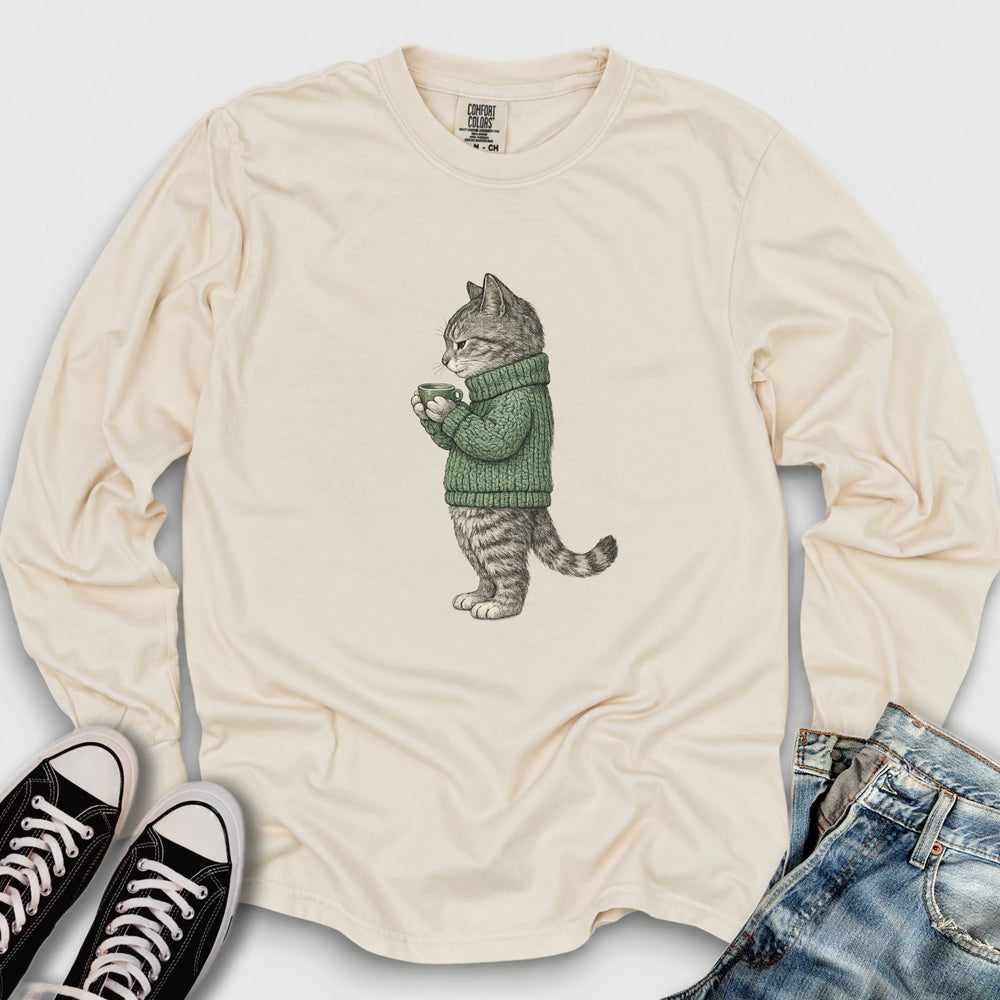 Cozy Tabby Cat Long Sleeve Tee