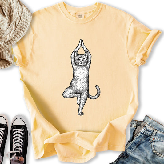Yoga Tree Pose Cat T-Shirt