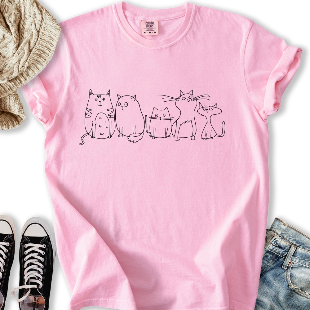 Vintage Cats Sketch T-Shirt