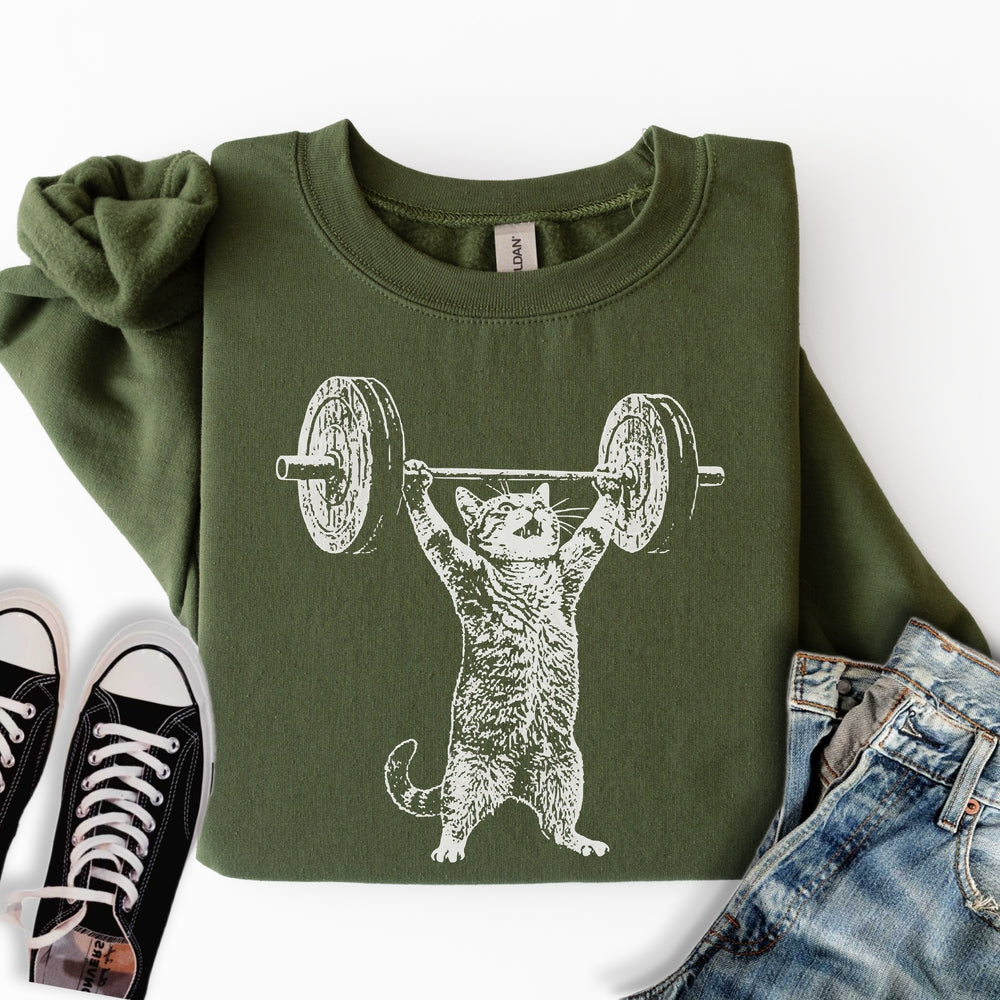 Weight Lifter Cat Sweatshirt