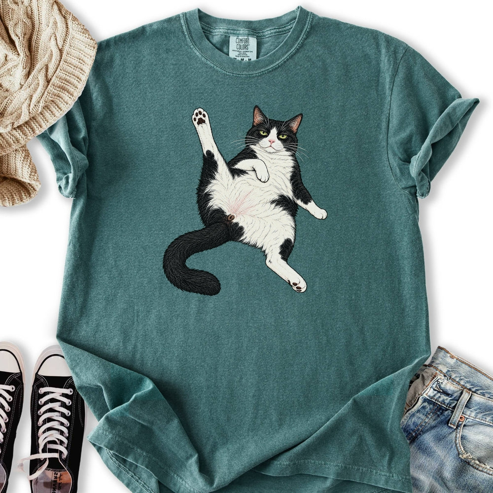 Stretching Tuxedo Cat Relaxed Tee
