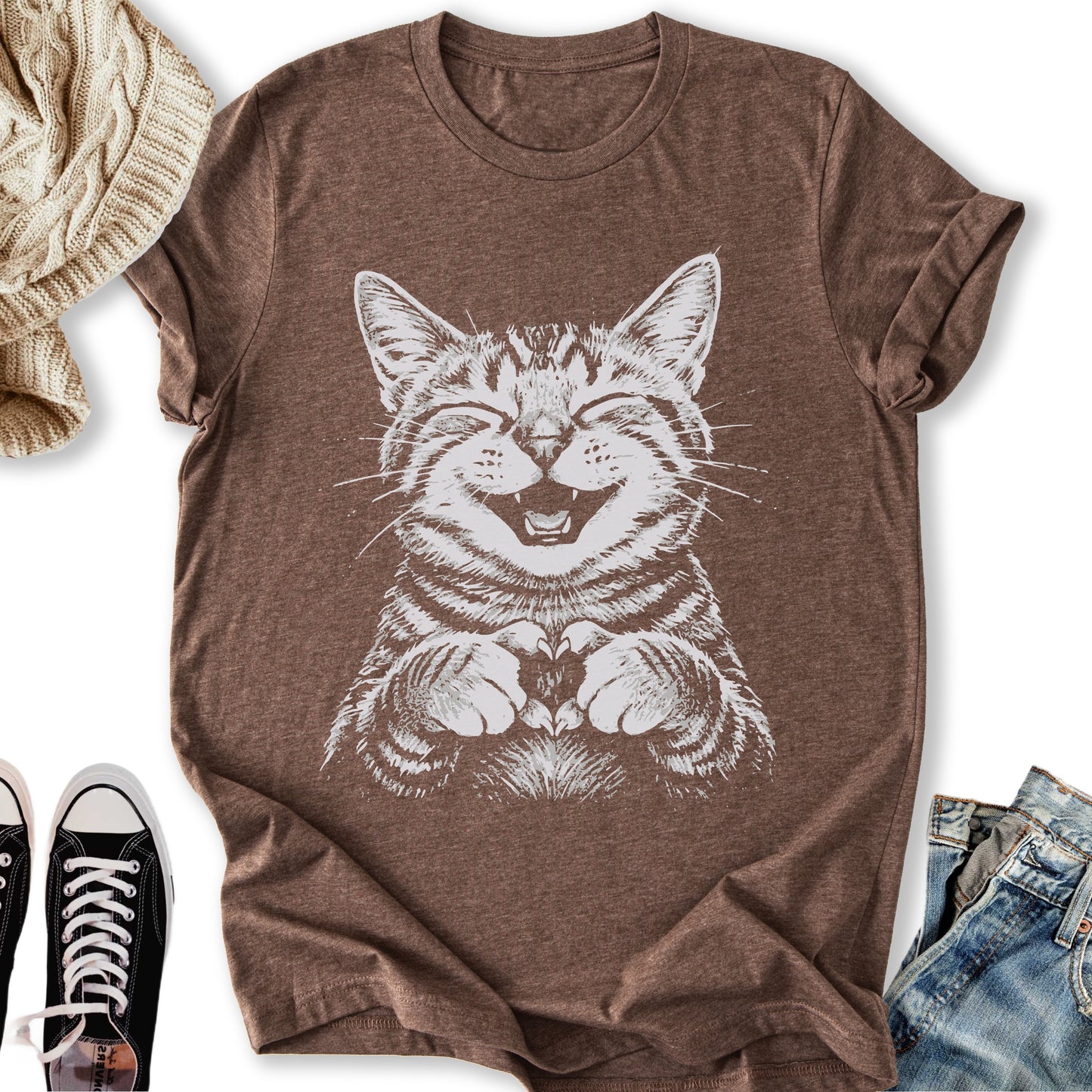 Cat Love Heart T-Shirt