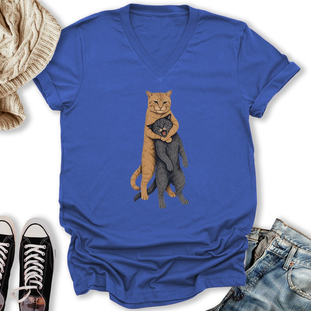 Cat Headlock V-Neck Tee