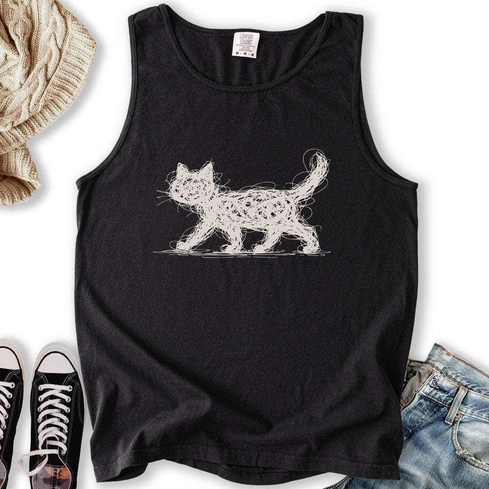 Scribbled Cat Tank Top