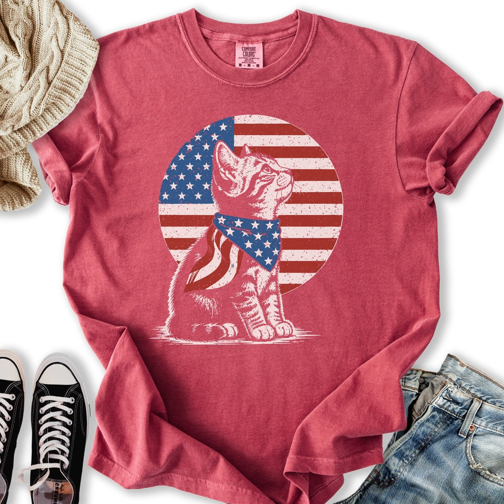 Kitten America Flag T-Shirt