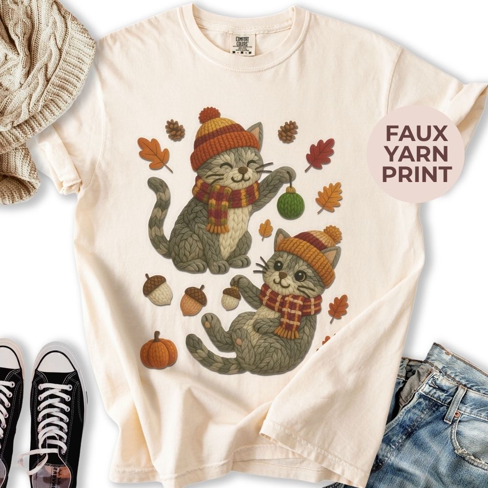 Fall Yarn Cats Relaxed Tee