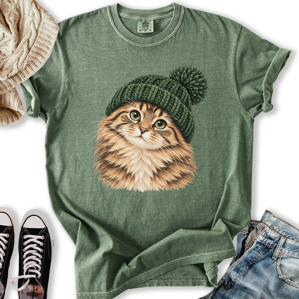 Green Beanie Tabby Relaxed Tee