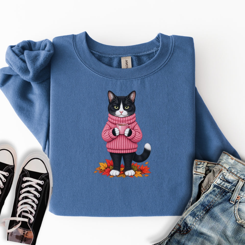 Cozy Fall Tuxedo Cat Sweatshirt