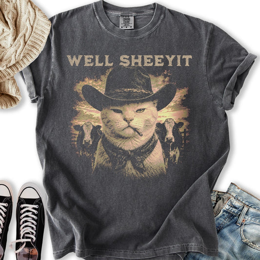 Grunge Cat Cowboy T-Shirt