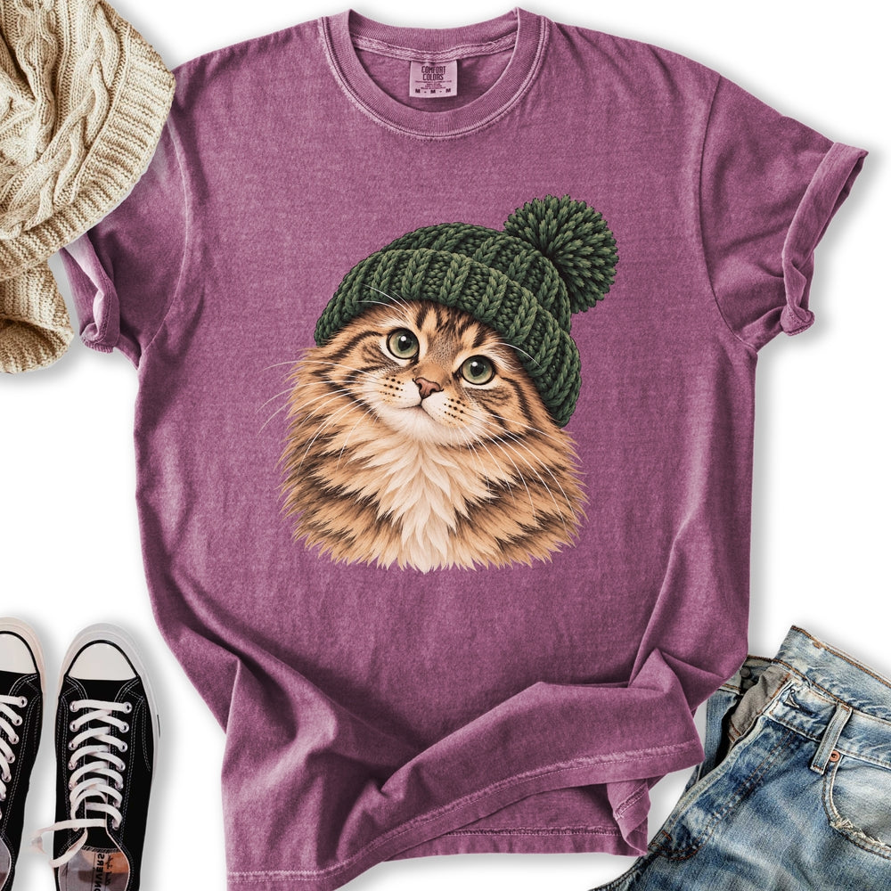 Green Beanie Tabby Relaxed Tee