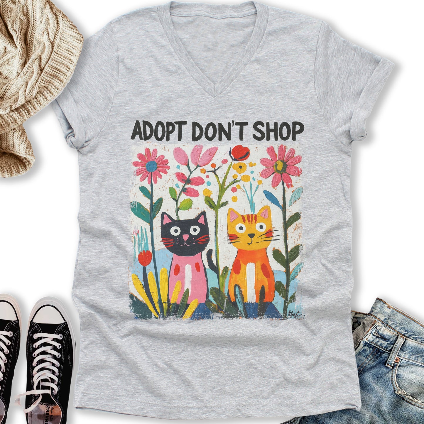 Adopt Don't Shop V-Neck Tee