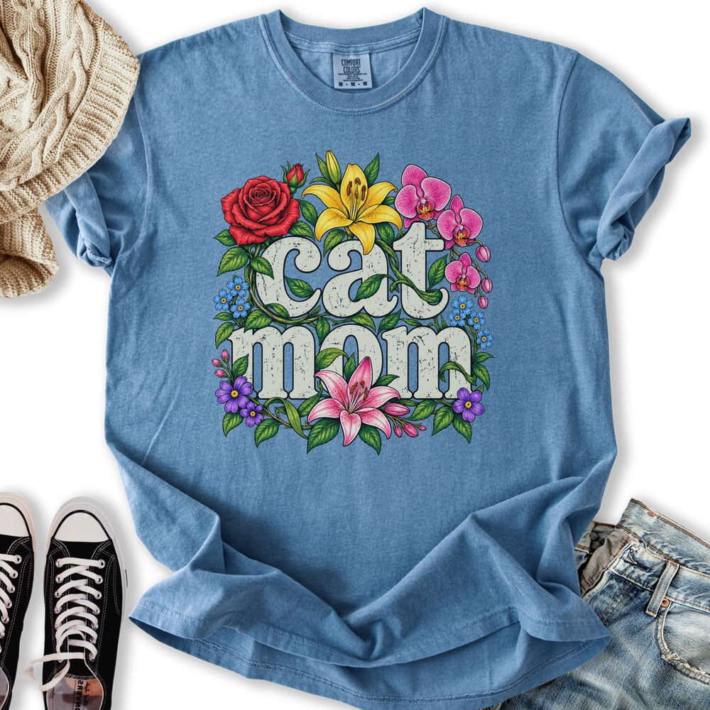 Floral Cat Mom Relaxed Tee