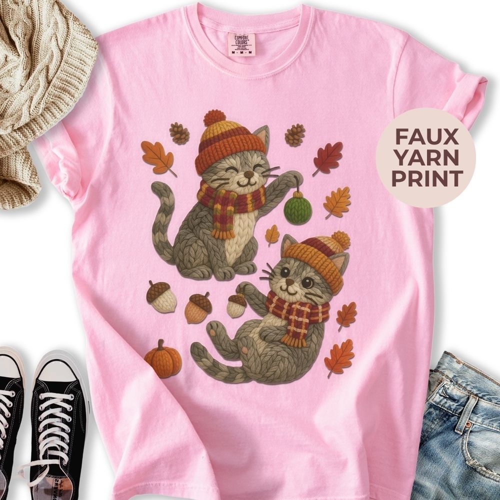 Fall Yarn Cats Relaxed Tee