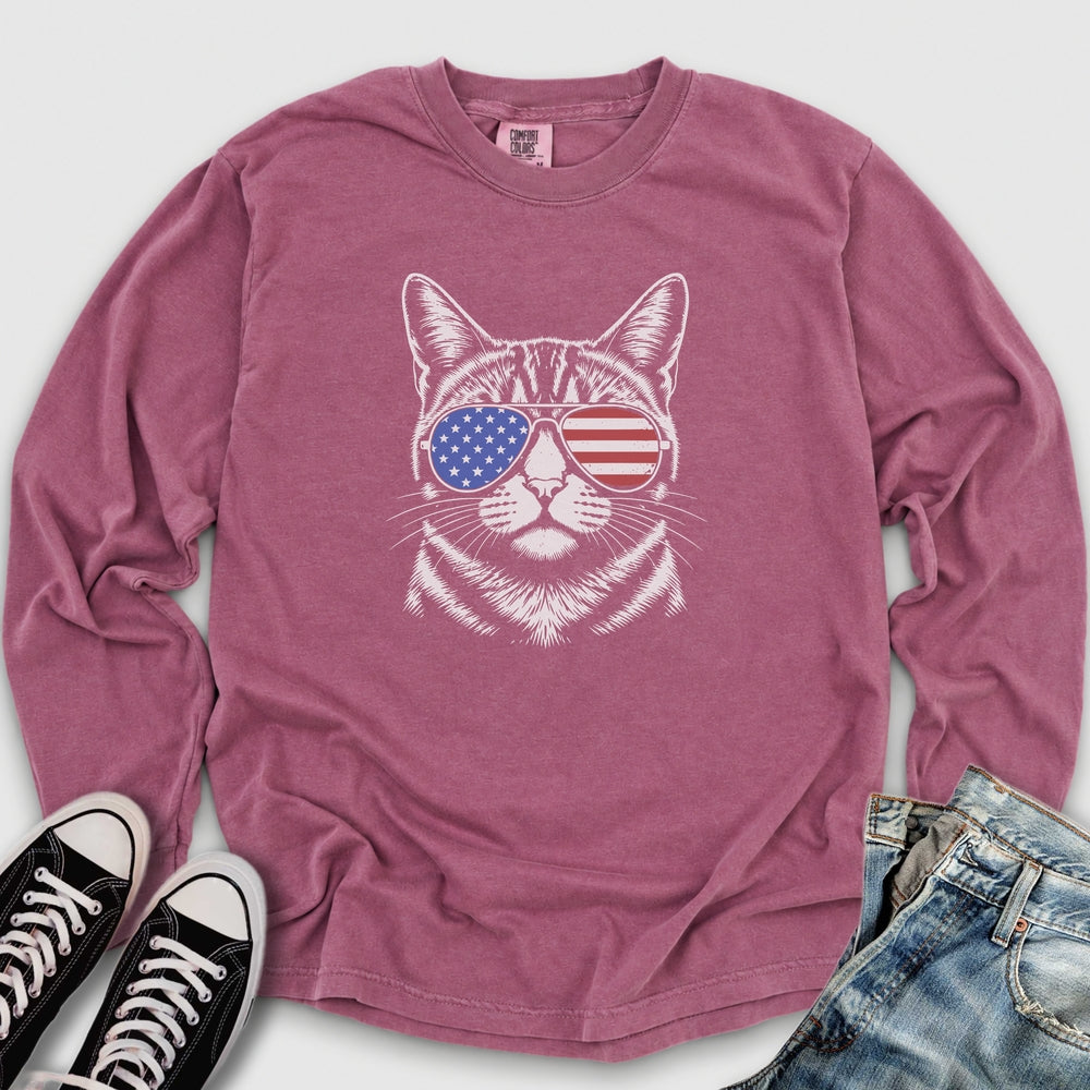 USA Aviator Cat Long Sleeve Tee