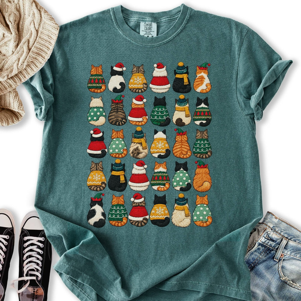 Festive Cats Pattern Relaxed Tee