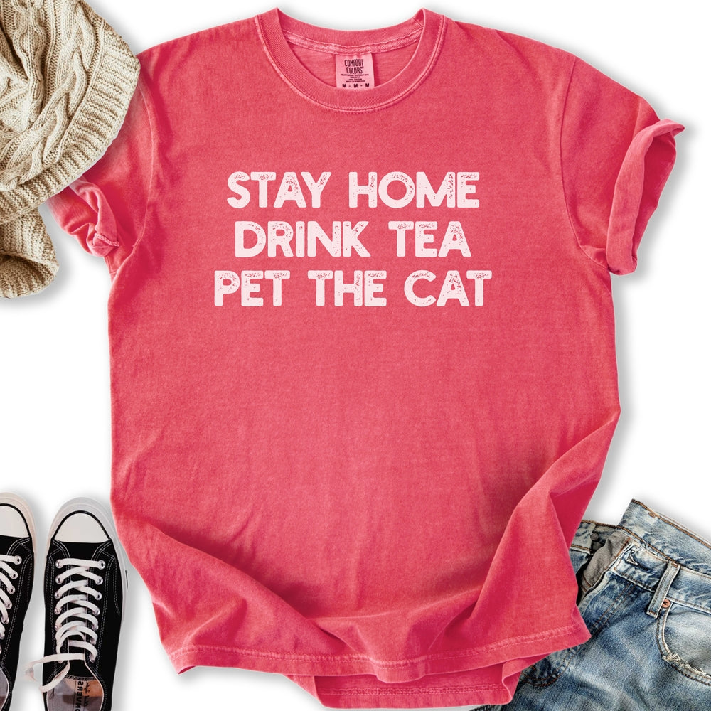 Drink Tea Pet The Cat T-Shirt