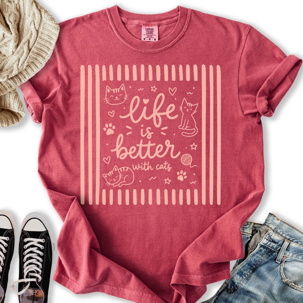 Life Is Better Cat Relaxed Tee