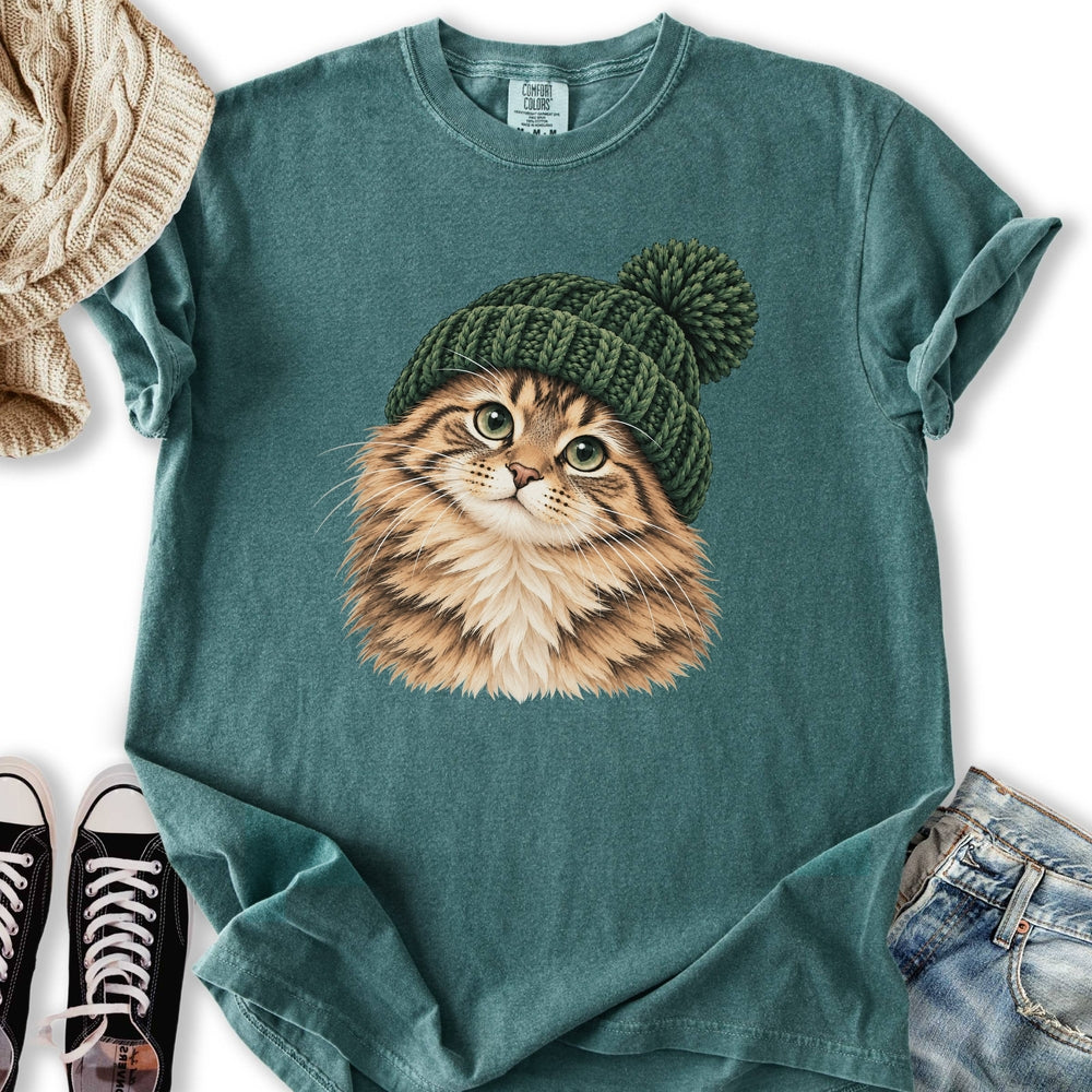 Green Beanie Tabby Relaxed Tee