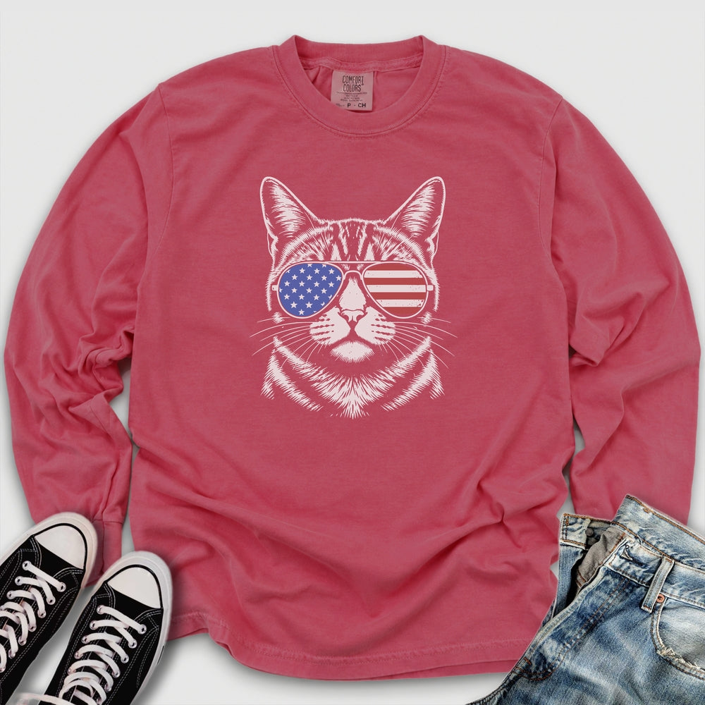 USA Aviator Cat Long Sleeve Tee