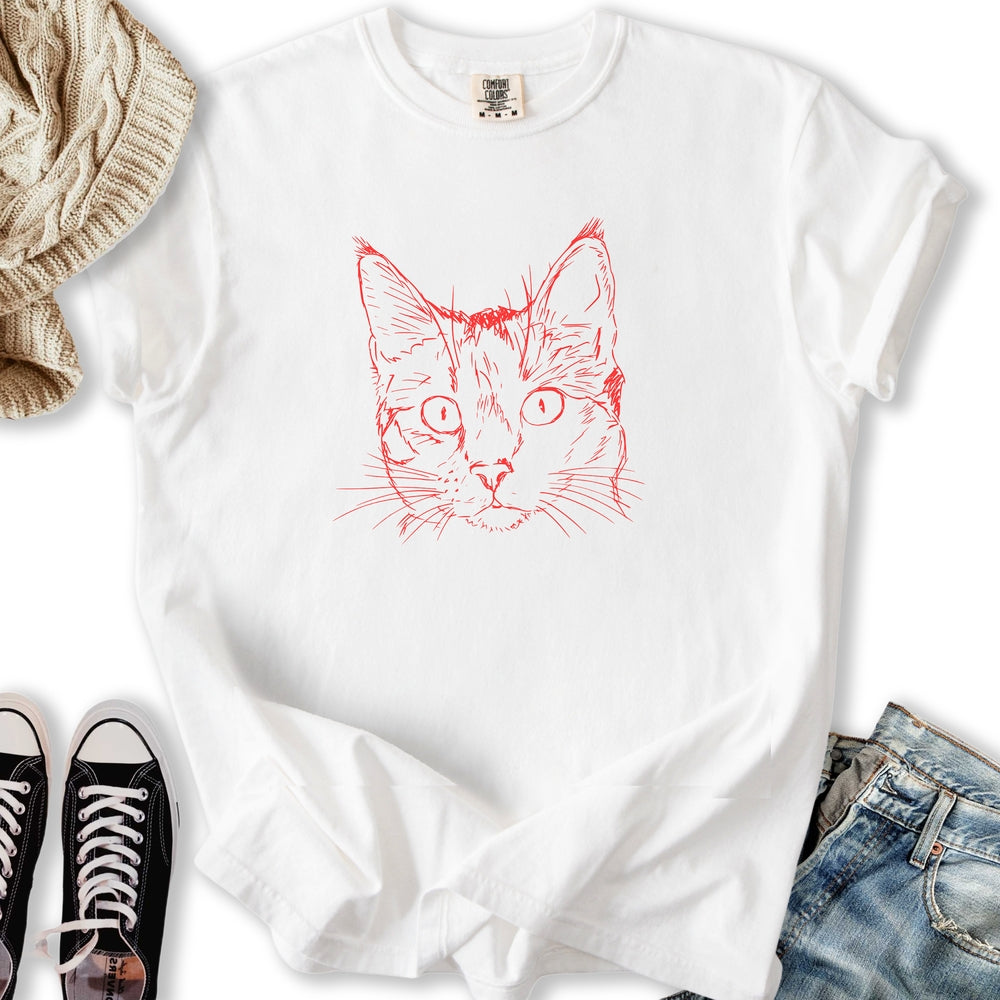 Vintage Cat Sketch T-Shirt