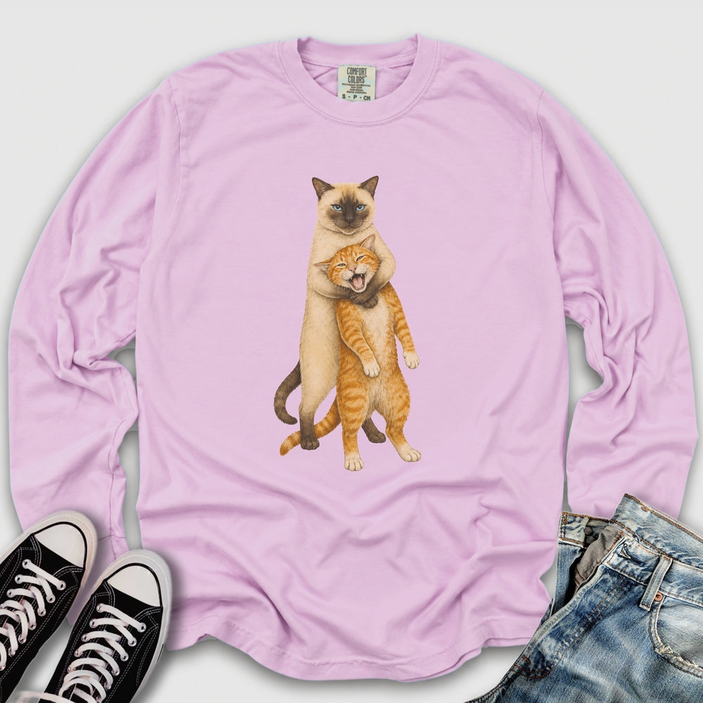 Siamese Ginger Cat Headlock Long Sleeve Tee