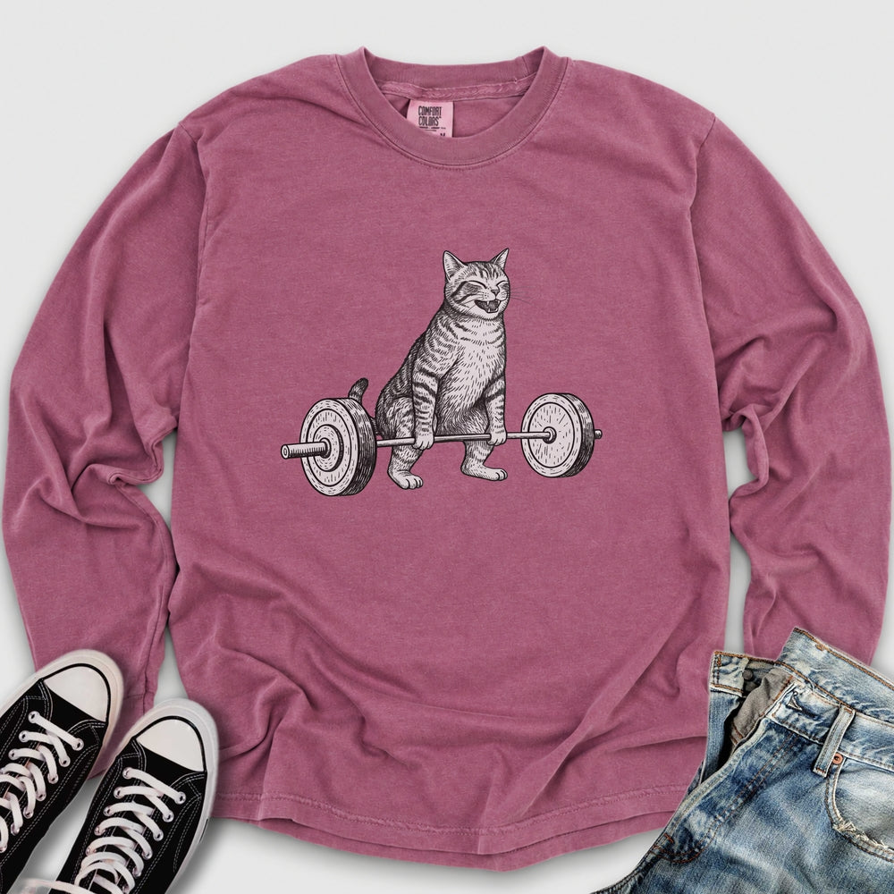 Deadlift Cat Long Sleeve Tee