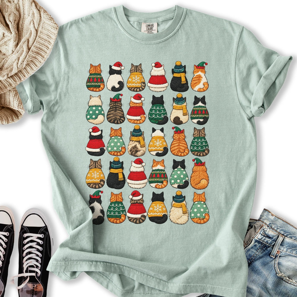 Festive Cats Pattern Relaxed Tee