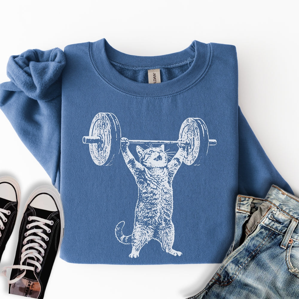 Weight Lifter Cat Sweatshirt
