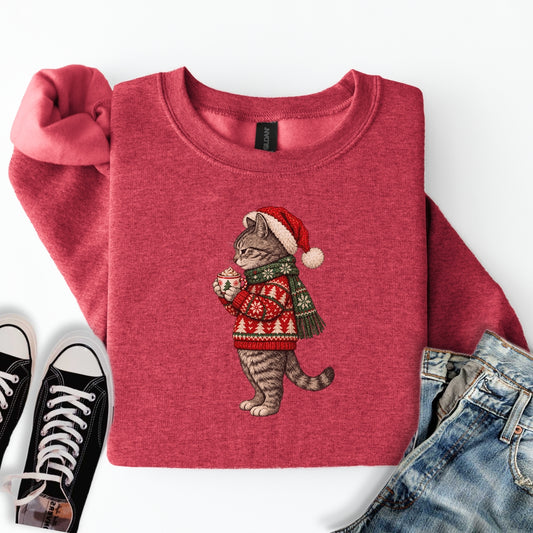 Cozy Christmas Cat Sweatshirt