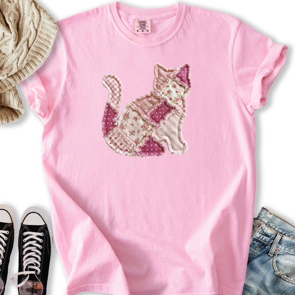 Faux Patchwork Cat T-Shirt
