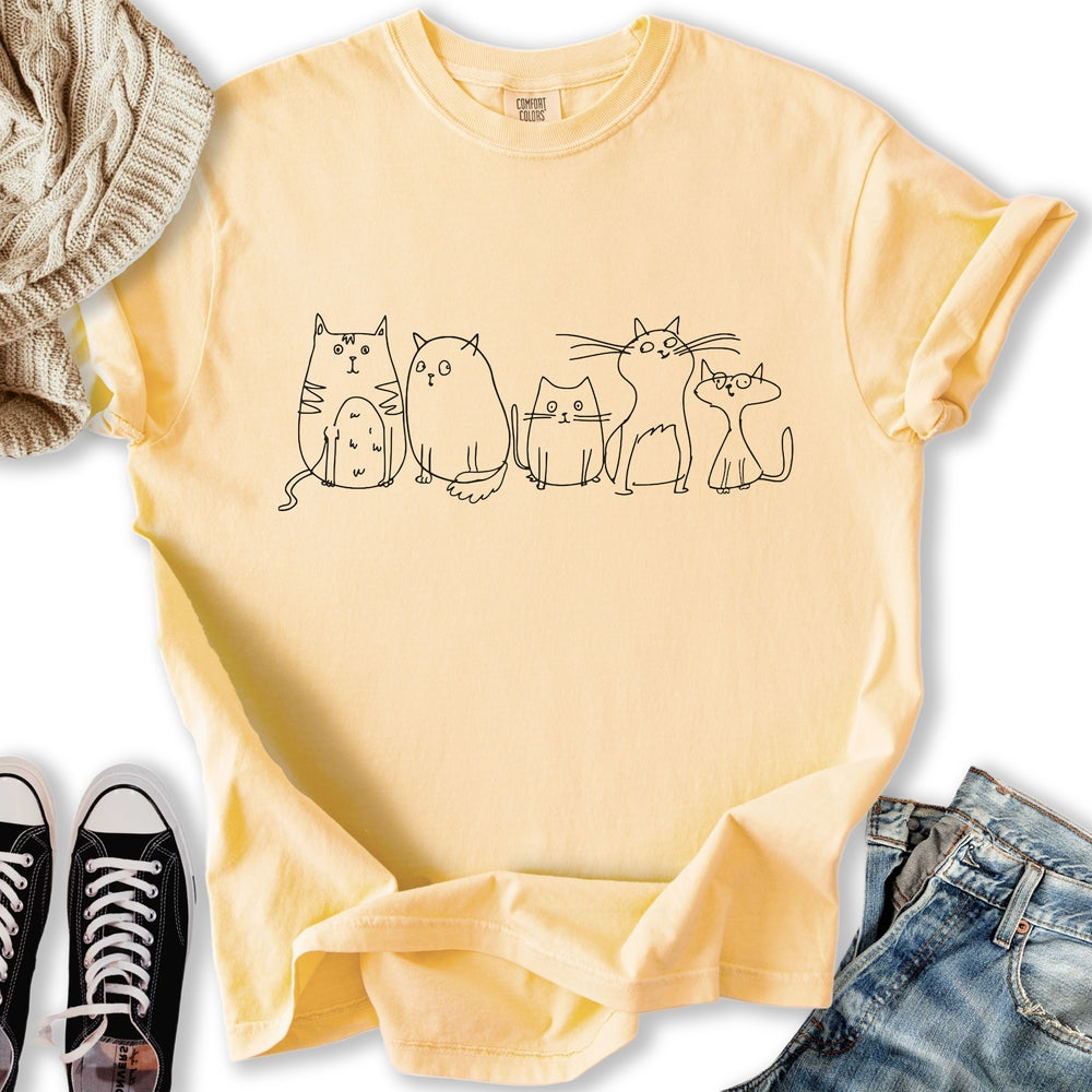 Vintage Cats Sketch T-Shirt