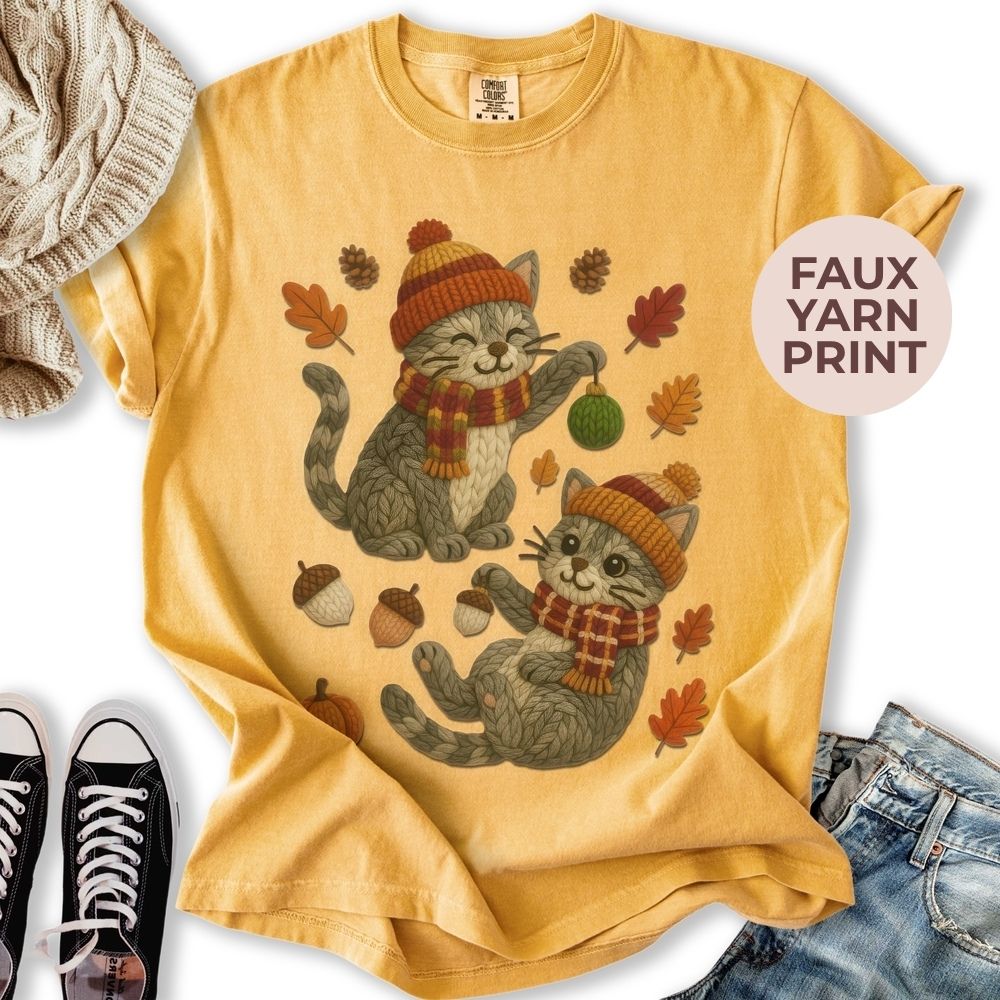 Fall Yarn Cats Relaxed Tee