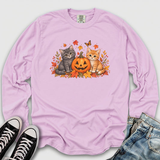 Cute Pumpkin Kittens Long Sleeve Tee