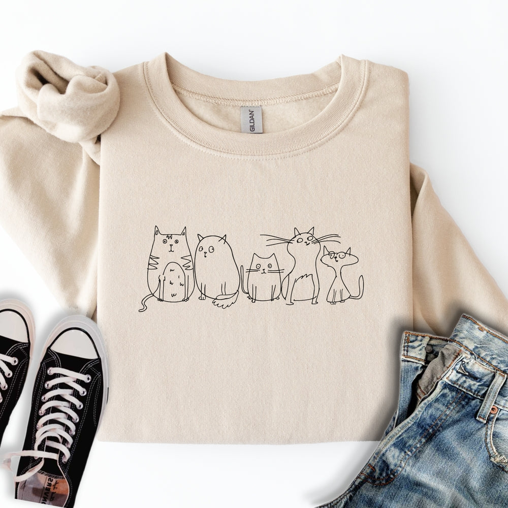 Vintage Cats Sketch Sweatshirt
