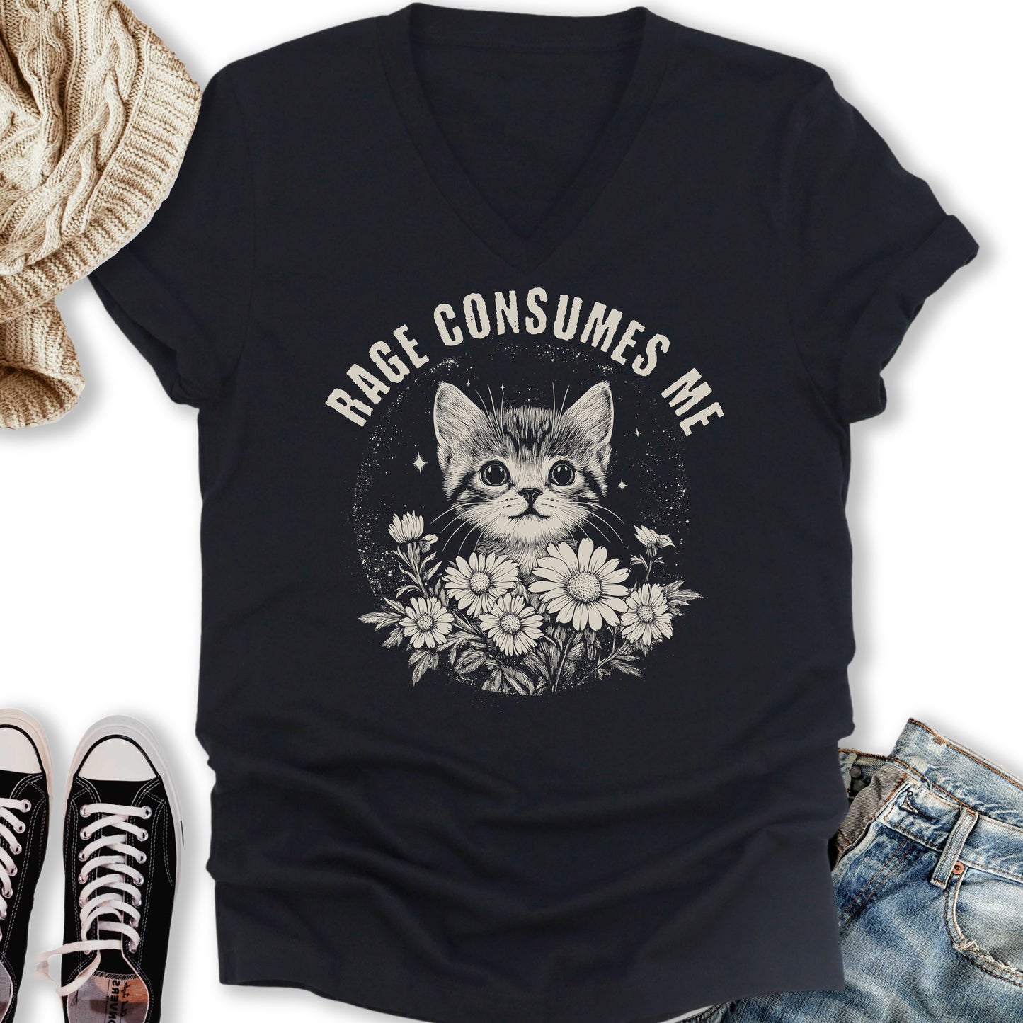 Rage Consumes Me V-Neck Tee